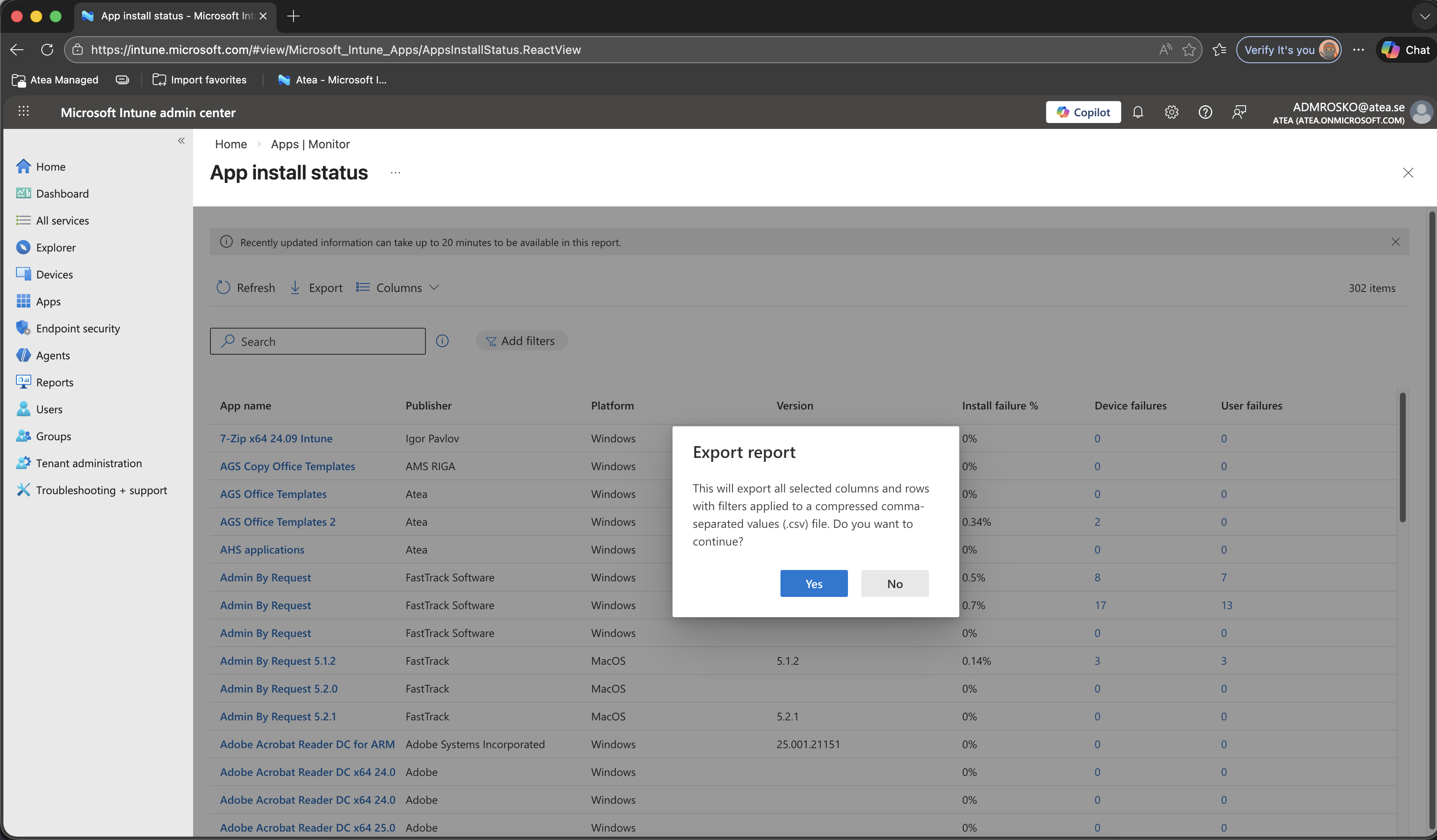 App installation status screenshot